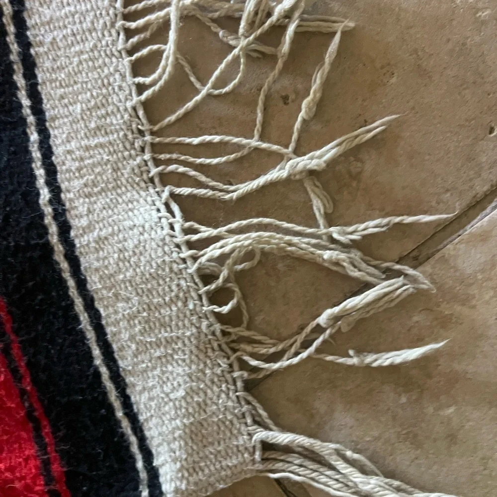 Vintage Wool Mexican Saltillo Serape 54”x85” - Picture 2 of 3